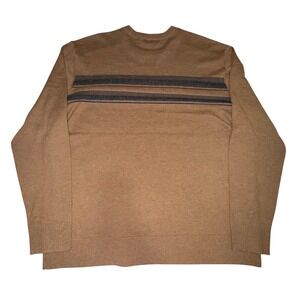 Smartwool Mens Merino Wool Blend Striped Crewneck Sweater Brown XXL